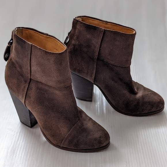 RAG and BONE Newbury brown leather heeled ankle boots women's size 7 - Picture 6 of 12